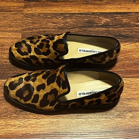 NEW KARL LAGERFELD Paris Leopard Print Calf-Hair Loafers Size 6:5 - Picture 3 of 6